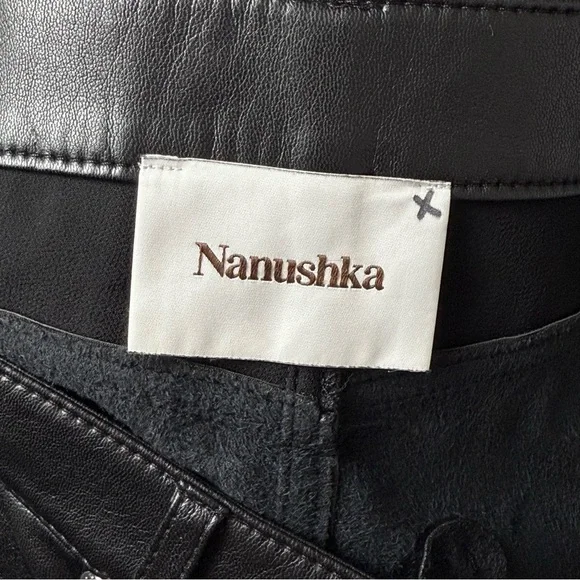 NEW NANUSHKA Vinni 90s High Rise Vegan Faux Leather Straight Leg‎ Ankle Pants L - Picture 11 of 16